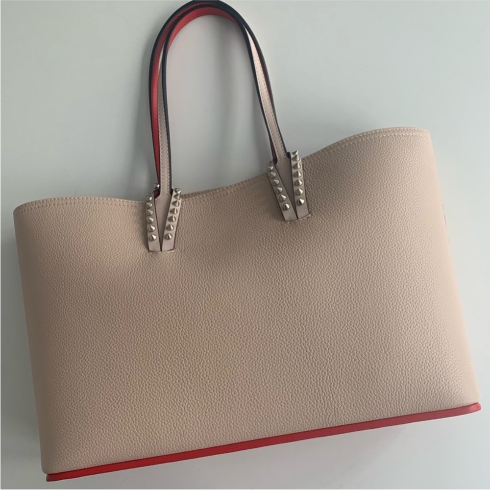 ❌SOLD❌Christian Louboutin Beige Tote Bag with Red Accents